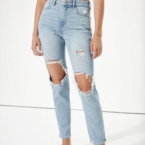 American Eagle Stretch Ripped Mom Jeans